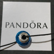 Load image into Gallery viewer, Pandora Sterling Silver Aqua Fascinating Faceted Murano Glass Charm - 791607
