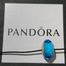 Load image into Gallery viewer, Pandora Sterling Silver Aqua Fascinating Faceted Murano Glass Charm - 791607
