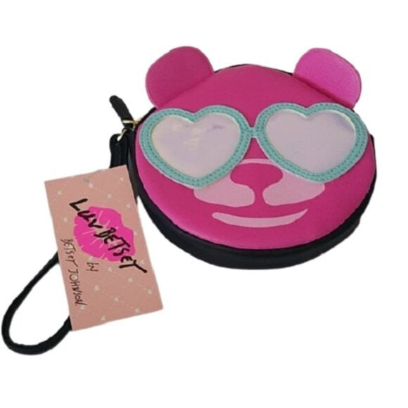 Last One! Luv Betsey Hot Pink Bear Coin Purse Wristlet NWOT
