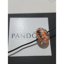 Load image into Gallery viewer, Pandora Retired Large Murano Glass Orange Blossoms Engraved VOLS  Bead - 790751
