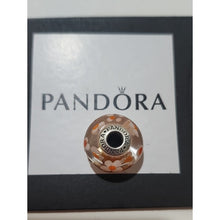 Load image into Gallery viewer, Pandora Retired Large Murano Glass Orange Blossoms Engraved VOLS  Bead - 790751
