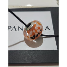 Load image into Gallery viewer, Pandora Retired Large Murano Glass Orange Blossoms Engraved VOLS  Bead - 790751
