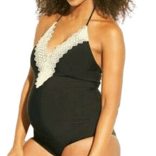 Load image into Gallery viewer, SEA ANGEL Maternity Lace V-neck One-piece Swimsuit, Large
