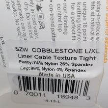 Load image into Gallery viewer, No Nonsense Fashion Patterned Tights Control Top Liner Cable Texture, L/XL 5pr
