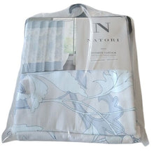 Load image into Gallery viewer, Natori Ember Shower Curtain, 72" x 72", soft Blues + Grey, Asian Floral design
