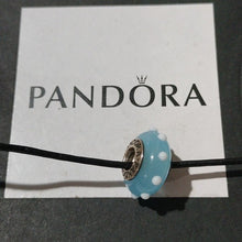 Load image into Gallery viewer, Pandora Retired Light Blue and White Murano Glass Seeing Spots Bead - 790629
