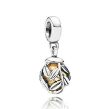 Load image into Gallery viewer, Pandora Sterling Silver Laurel Leaves Charm w/ Champagne Zirconia - 791407ccz
