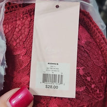 Load image into Gallery viewer, Candie&#39;s Long Lace Padded Bra, Tibetan Red, Small

