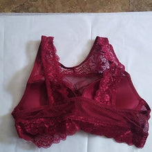 Load image into Gallery viewer, Candie&#39;s Long Lace Padded Bra, Tibetan Red, Small
