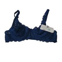 Load image into Gallery viewer, GYCL Ultrathin Underwire Push Up 3/4 Lace Bra, Navy Blue, size Small 34B
