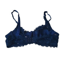 Load image into Gallery viewer, GYCL Ultrathin Underwire Push Up 3/4 Lace Bra, Navy Blue, size Small 34B
