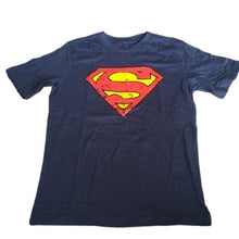 Load image into Gallery viewer, Boy's Superman Distressed Logo T-shirt, Navy, Large 10/12
