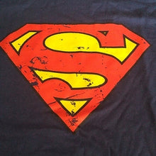 Load image into Gallery viewer, Boy's Superman Distressed Logo T-shirt, Navy, Large 10/12
