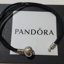 Load image into Gallery viewer, Pandora Multi-strand Black Fabric Bracelet w/ Sterling Silver Clasp - 590715CBK
