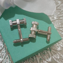 Load image into Gallery viewer, Silvertone Men's Reel Cuff Links
