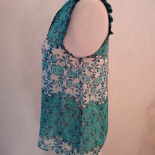 Load image into Gallery viewer, Elle Ruffled Cap Sleeve Top Shirt Blouse, Teal Blues, Size XS
