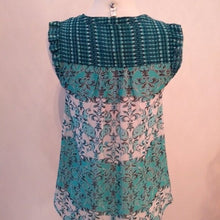 Load image into Gallery viewer, Elle Ruffled Cap Sleeve Top Shirt Blouse, Teal Blues, Size XS
