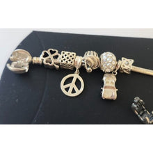Load image into Gallery viewer, Chamilia Sterling Silver Bracelet 7.5" with 8 Decorative Charms
