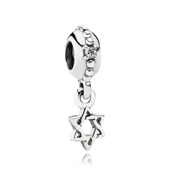 Pandora Sterling Silver Star of David Religious Dangle Bead 791167cz