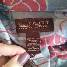 Load image into Gallery viewer, Cooke Street Men's Grey Botanical Hawaiian Shirt,  Size XL
