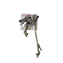 Load image into Gallery viewer, Betsey Johnson Holiday High Heel Shoes Bows Rhinestone Mismatch Drop Earrings
