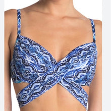 Load image into Gallery viewer, La Blanca Women's Wrap Underwire Push Up Bikini Swimsuit Top, Blue/Oasis, size 14
