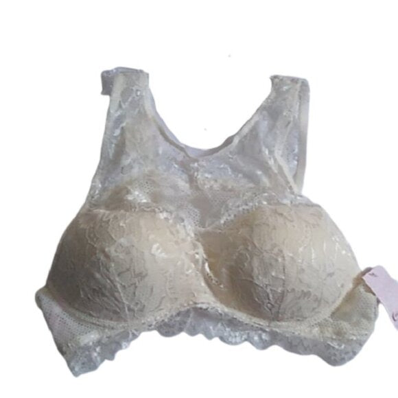 Candie's Longline Lace Push-Up Bra, Ivory, Small