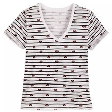 Load image into Gallery viewer, Disney Minnie Mouse Striped Icon V Neck Shirt Top, 4XL
