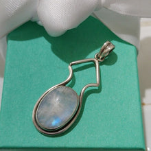 Load image into Gallery viewer, Artisan Made Sterling Silver Oval Moonstone Pendant
