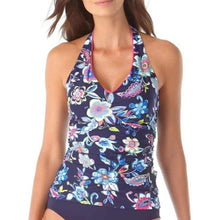 Load image into Gallery viewer, Anne Cole Shirred Front Halter Tankini Swim Top, Holiday Paisley, size XS

