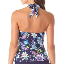 Load image into Gallery viewer, Anne Cole Shirred Front Halter Tankini Swim Top, Holiday Paisley, size XS
