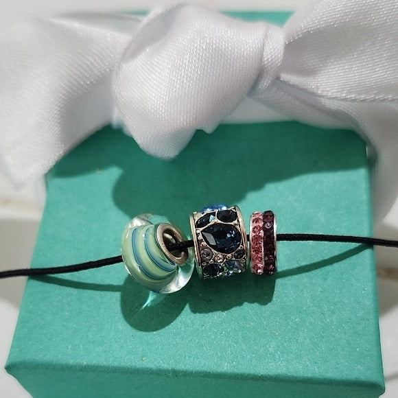 Set Of 3 Chamilia European Bracelet Beads, 2 SWAROVSKI