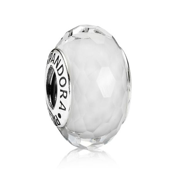 Pandora Sterling Silver White Fascinating Faceted Murano Glass Bead - 791070