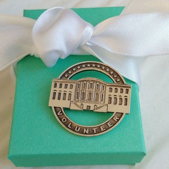 Vintage Sterling Silver White House Volunteer Pin Brooch Washington DC