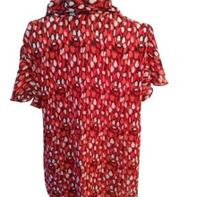 Load image into Gallery viewer, Sere Nade Button Down Red Confetti Career Blouse Top, Red Multi, Size 1X
