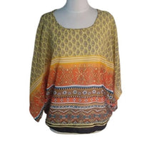 Load image into Gallery viewer, Blair Flutter Sleeve Blouse, Earth Tones, Size Large
