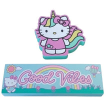 Load image into Gallery viewer, Sanrio Hello Kitty Decor Unicorn Wooden Signs Good Vibes, set of 2
