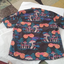 Load image into Gallery viewer, NEFF COMPANY TRIPPY MUSHROOM FOREST SHORT SLEEVE BUTTON UP SHIRT, size Medium
