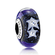 Load image into Gallery viewer, Pandora Sterling Silver Starry Night Midnight Blue Murano Glass Charm 791662cz
