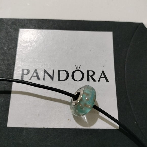 Pandora Ster Silver Mint Green Glitter Murano Engraved Cayman Charm - 791669