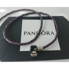 Load image into Gallery viewer, Pandora Double Shimmering Purple Leather Bracelet with SS Clasp - 590705CPE

