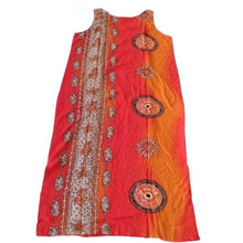 Load image into Gallery viewer, Orange Printed Scoop Neck Long Shift Dress, Size Medium
