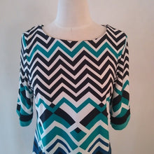 Load image into Gallery viewer, Karin Stevens ZigZag Career Dress, 8 Petite

