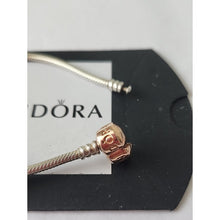 Load image into Gallery viewer, Pandora Rose Gold Clasp SS 7.5" Bracelet with Deep Purple Pansy Charm 788777c01

