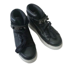 Load image into Gallery viewer, Coach Robby High Top Sneakers, Black Pebble Leather, Size 5.5

