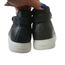 Load image into Gallery viewer, Coach Robby High Top Sneakers, Black Pebble Leather, Size 5.5
