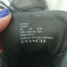 Load image into Gallery viewer, Coach Robby High Top Sneakers, Black Pebble Leather, Size 5.5
