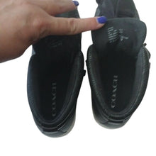 Load image into Gallery viewer, Coach Robby High Top Sneakers, Black Pebble Leather, Size 5.5

