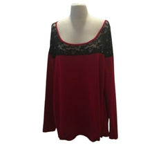 Load image into Gallery viewer, Torrid Long Sleeved Red Sweater w/ Sheer Lace Inset, Size 3 3X
