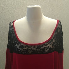 Load image into Gallery viewer, Torrid Long Sleeved Red Sweater w/ Sheer Lace Inset, Size 3 3X
